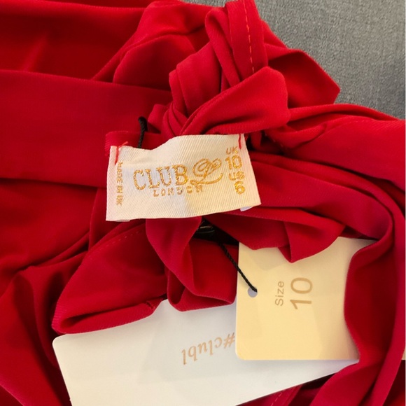 ASOS | Club L London | Slinky Wrap Dress | Mini | Red | NWT | 6 - Picture 8 of 12